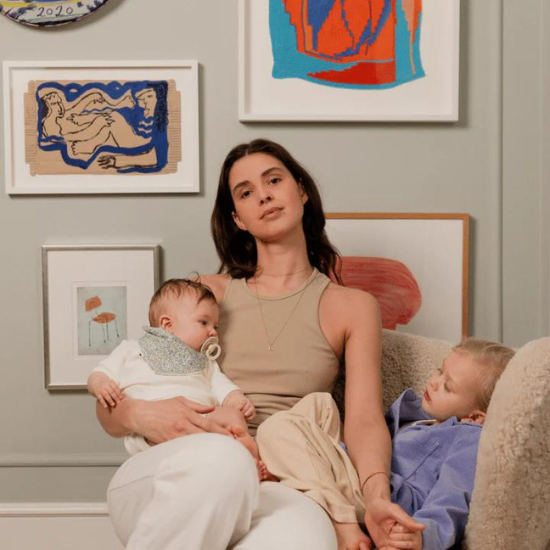 Mom, toddler and baby
