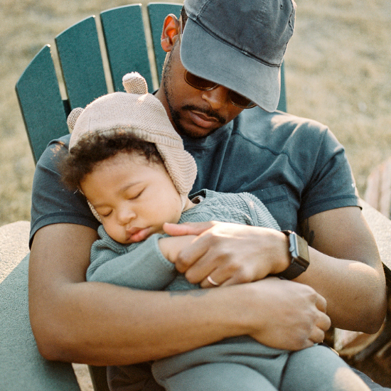 dad and baby contact nap