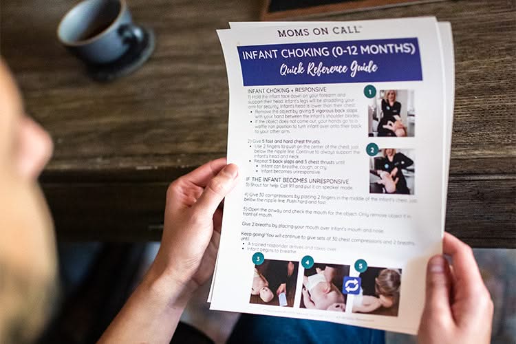 Moms on Call infant choking printed course