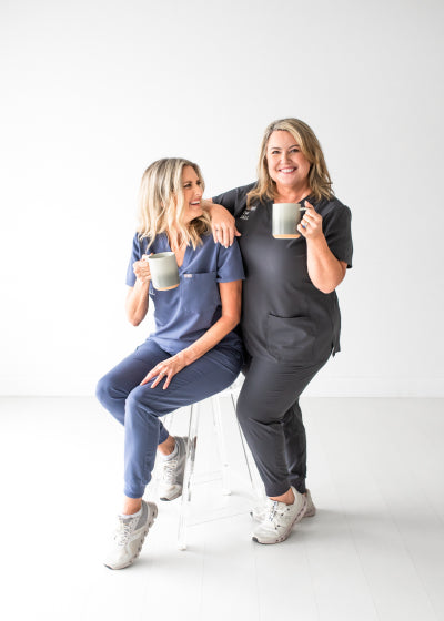 Two Moms on Call nurses holding coffee 2