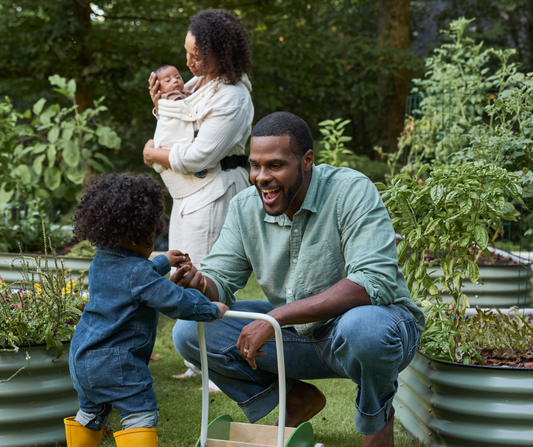 family playing outside