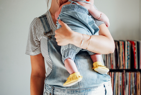 Mom holding baby